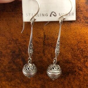 Beautiful Sterling Silver Drop Earrings, about 2” long